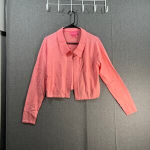 Isaac Mizrahi Live! Collared Sweater Cardigan Cardigan Pink Frosting, Small